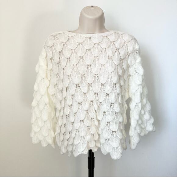 Sheer Feather Knit Sweater Flowy Sleeves - Picture 5 of 5